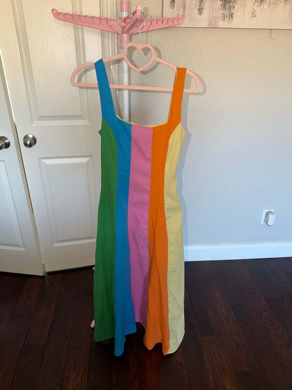 VICI Rainbow Colorblock Midi Dress Extra Small Multicolor Striped Sleeveless